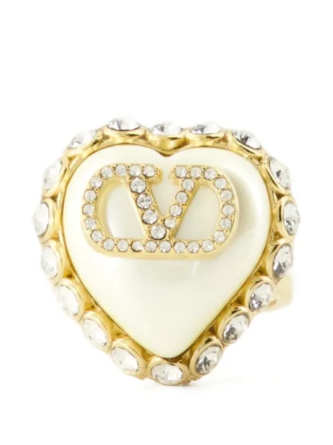 Valentino Garavani heart-shape crystal-embellished ring Gold WJ0BT3EXE