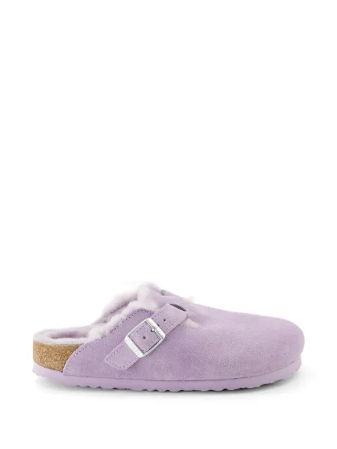 Birkenstock Boston shearling-trim buckled mules Purple 1023302
