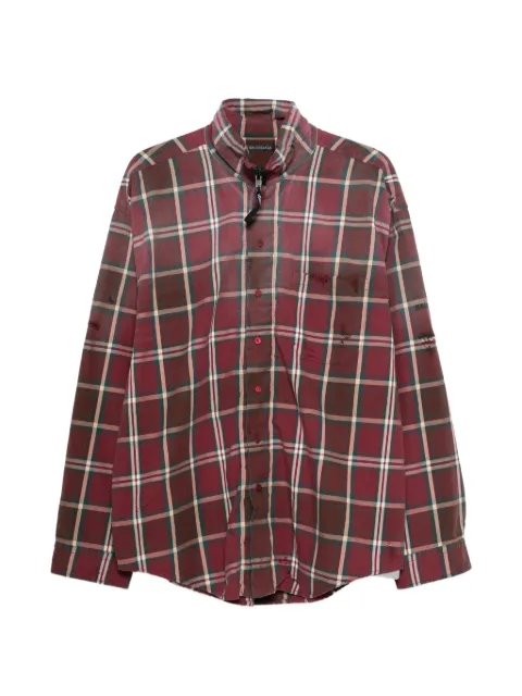 Balenciaga zip-up tartan shirt Red 850813TLM09