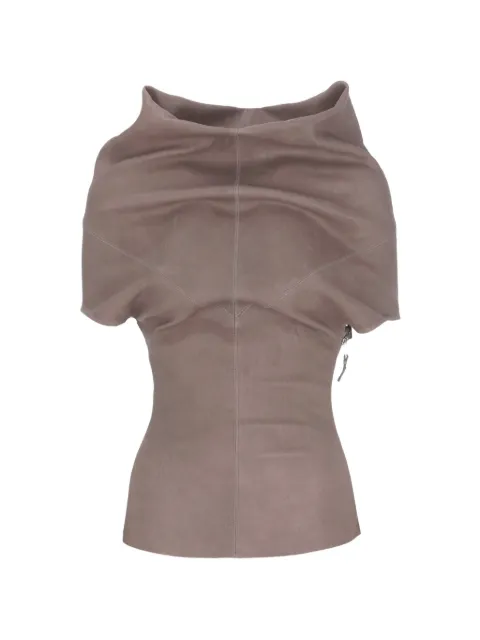 Rick Owens Shroud draped T-shirt Brown RP01F6225LSV