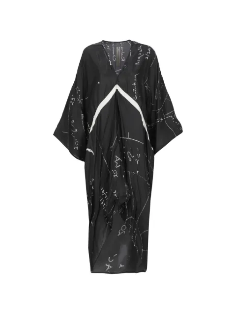 Rick Owens V-neck print asymmetric dress Black RP01F6540KP109