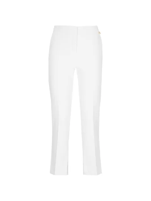 Elisabetta Franchi trousers in lightweight crêpe fabric with logo charm White PA16661E2