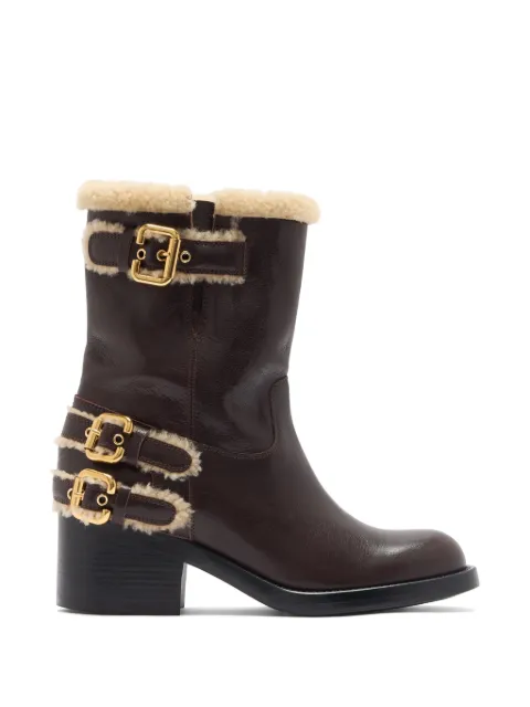 Chloé Dakota buckle shearling boots Brown CH26S12FWI