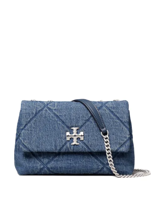 Tory Burch small Kira diamond quilted denim shoulder bag Blue 178637