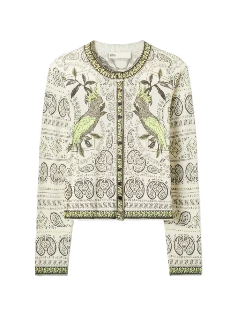 Tory Burch printed wool cardigan Neutrals 181054