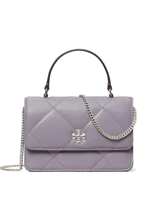 Tory Burch Kira diamond quilt mini top handle chain wallet Purple 158326