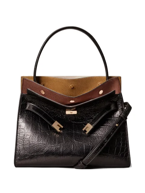 Tory Burch small Lee Radziwill embossed double bag Black 178822