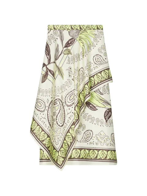 Tory Burch silk scarf wrap skirt Green 180755