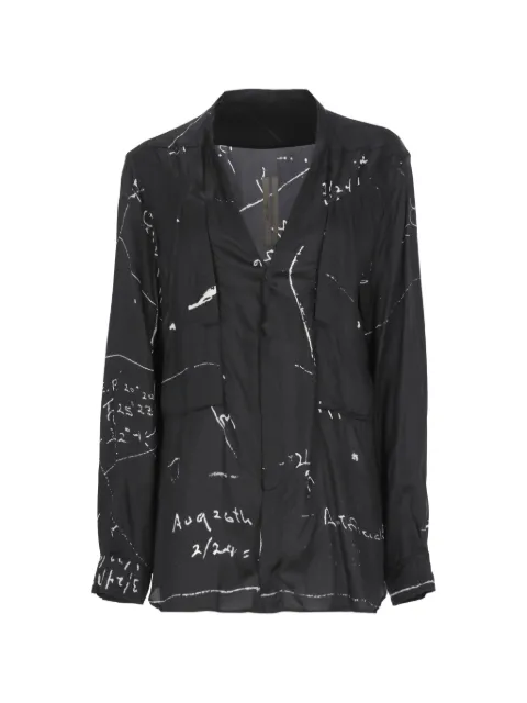 Rick Owens printed V-neck shirt Black RP01F6247K