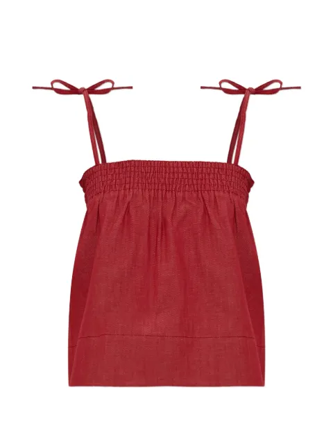 A.P.C. tie-strap smocked top Red COHLYF07061