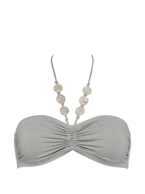 ERES bead-embellished ruched bikini top Grey 032618