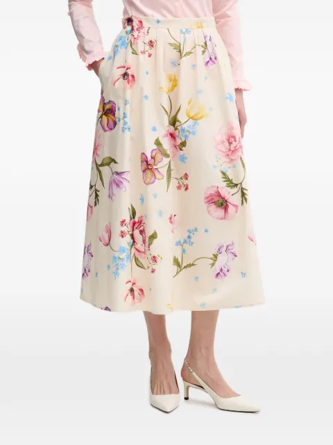 OUI floral-print midi skirt Neutrals 97098