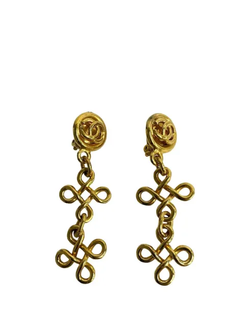 CHANEL Pre-Owned 1993 CC Gold Plated Dangle Clip On Earrings costume earrings Gold CYUCLZE0F4XO0BC4
