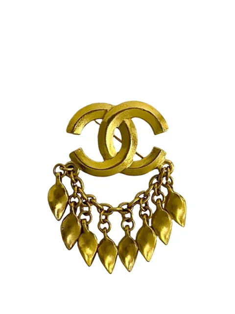 CHANEL Pre-Owned 1996 Gold Plated CC Dangling Leaves Brooch costume brooch Gold MAH5PTBOHAF6UZ1J
