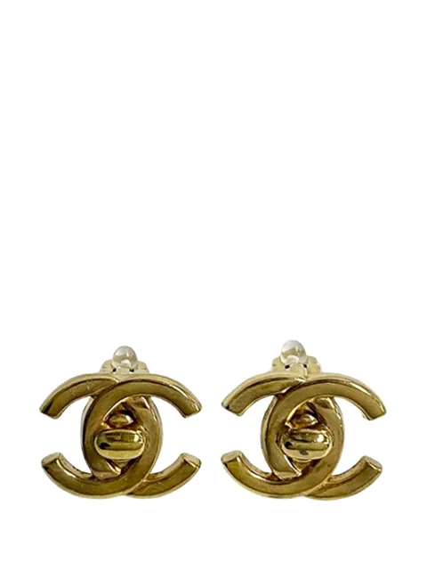 CHANEL Pre-Owned 1996 Gold Plated CC Turnlock Clip On Earrings costume earrings Gold 7X44DGF67Y7VX3W5