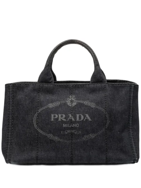 Prada Pre-Owned 2013-2025 Denim Canapa Logo satchel Grey E9RHYEX4XZZ6EP2Q
