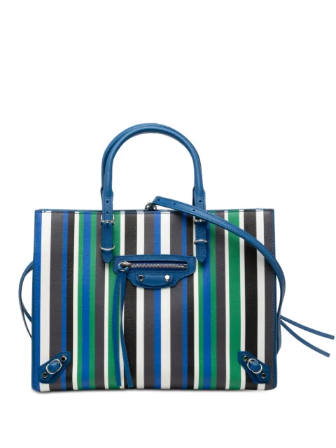 Balenciaga Pre-Owned 2017 Mini Leather Striped Papier A6 Zip Around satchel Blue K5X5KI4746A3XSGJ