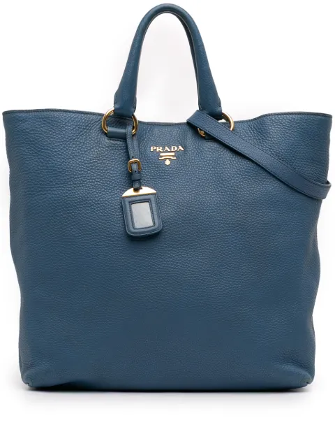 Prada Pre-Owned 2000-2025 Vitello Daino Open Convertible Tote satchel Blue 398SXR89KXJZEMBQ