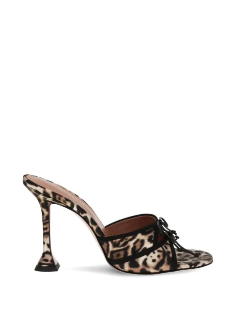 Amina Muaddi Eleonora leopard bow sandals Neutrals 16S365977ELE