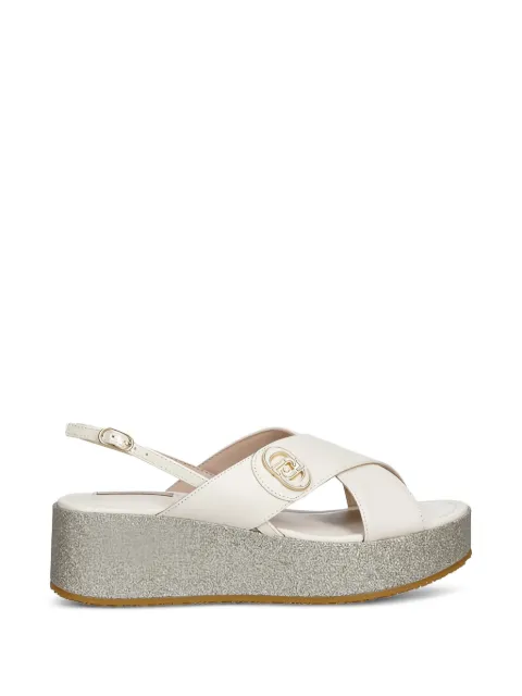 LIU JO criss-cross logo sandals Neutrals SA6141PX106