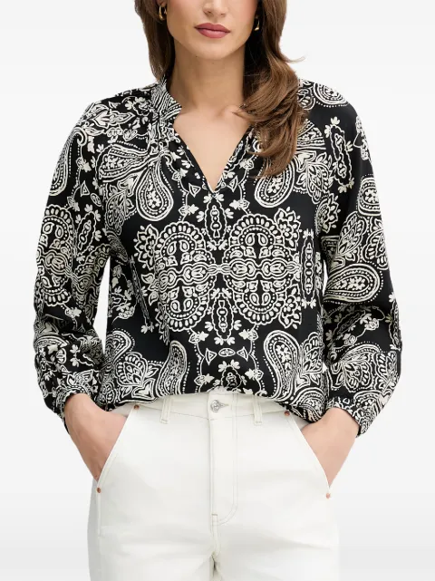 OUI paisley-print V-neck blouse Black 96725