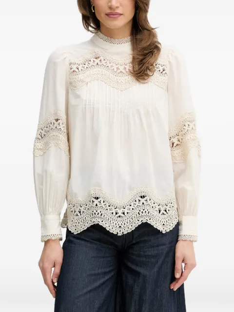 OUI lace-detail blouse Neutrals 96726