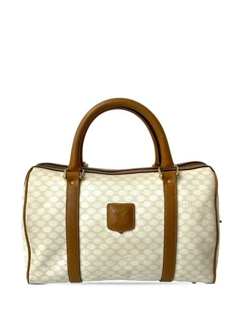 Celine Pre-Owned 2010 Macadam Coated Canvas boston bag White W7SOHQ7GCAHRVBO8
