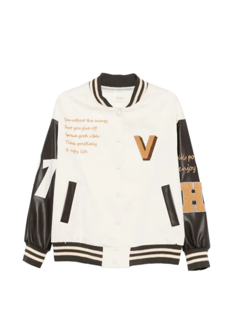 VICOLO patch-detail varsity jacket Neutrals RAB0030
