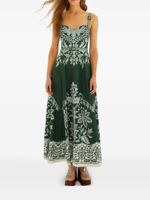FARM Rio Miranda Buckles floral belted midi dress Green 347772