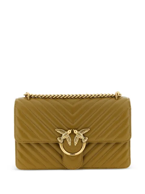 PINKO Love One Classic sheepskin cross body bag Green 100941A0GK