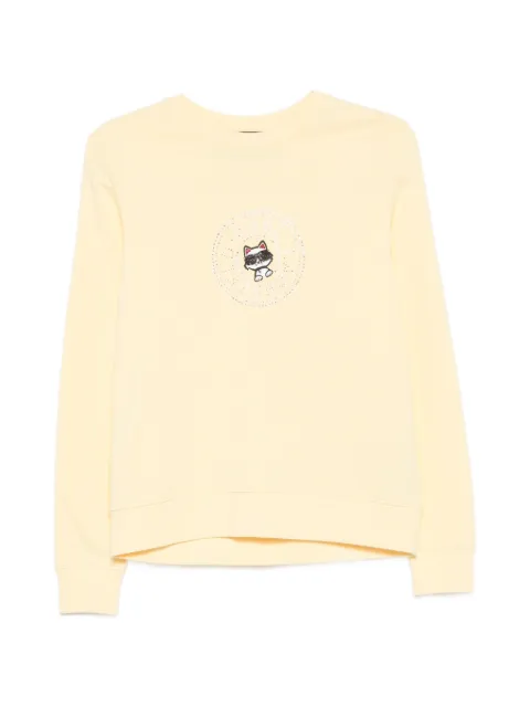 Karl Lagerfeld Ikon rhinestone-embellished cotton sweatshirt Yellow B2W200191LD