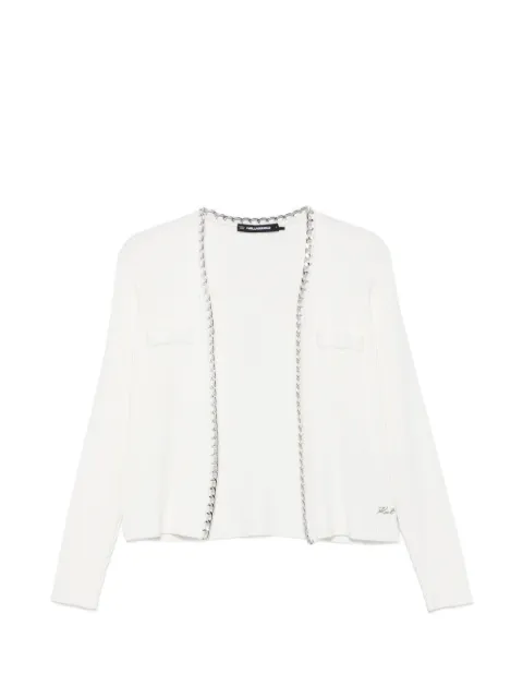 Karl Lagerfeld chain-trim ribbed cardigan White B2W18006100
