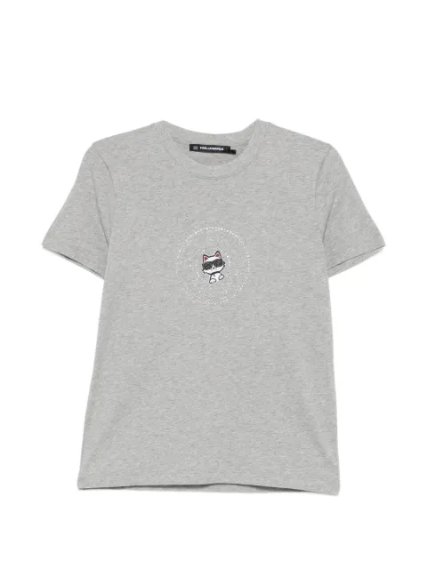 Karl Lagerfeld Ikon rhinestone-embellished cotton T-shirt Grey B2W17101257