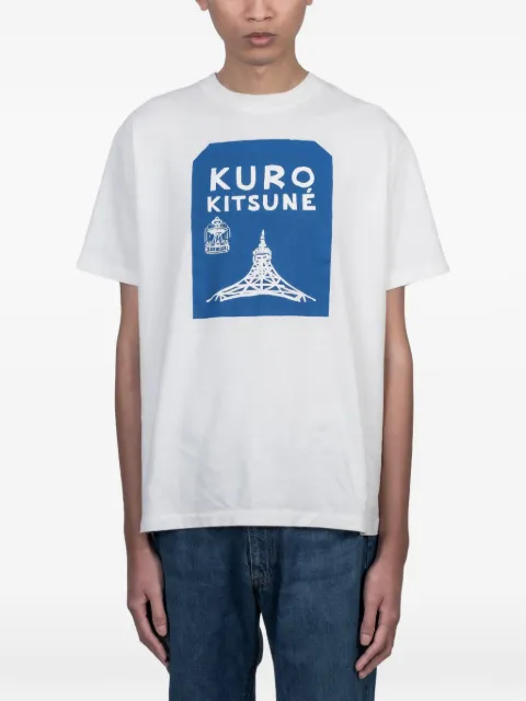 Maison Kitsuné x Kuro Tokyo-Paris Crossroads print T-shirt White 990006P700