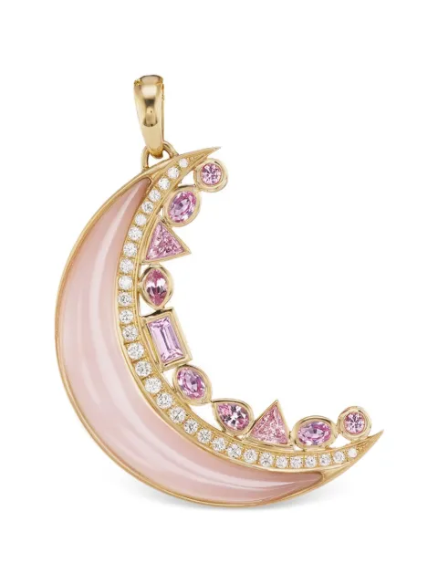 Sorellina multi stone crescent moon pendant Gold MON304POPSWDPD