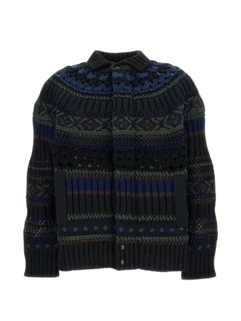 sacai crochet panelled cardigan Blue 2603942M