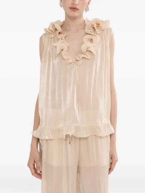 NISSA ruffled chiffon top Neutrals TOP16483