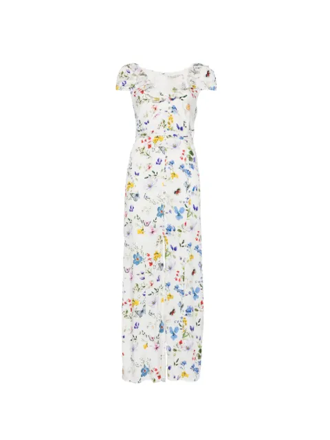 alice + olivia Tara ruffled floral slip midi dress White CC603P22554