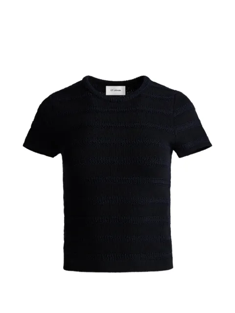 St. John breton stripe knit T-shirt Black K51P0G1BKNM