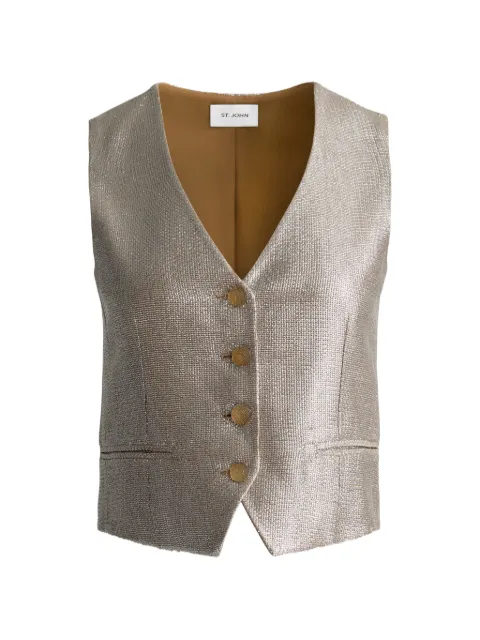 St. John V-neck button vest Silver K92PC31AS00