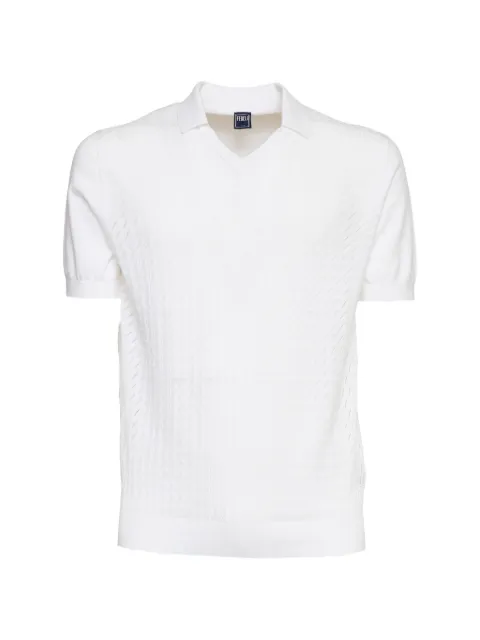 Fedeli Felipe Giza patterned V-neck T-shirt White MU0D5855