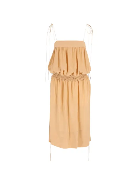 Saint Laurent silk ballon midi dress Neutrals 852694Y100W