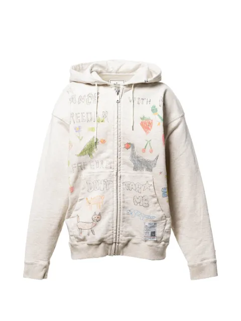 Maison MIHARA YASUHIRO doodle printed zip-up hoodie Neutrals J16PK771WHITE