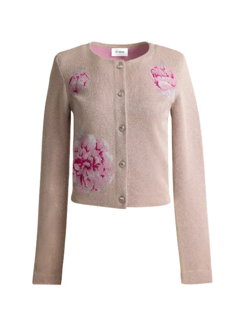 St. John Renee metallic-peony-jacquard-knit jacket Neutrals K62P062PYMT