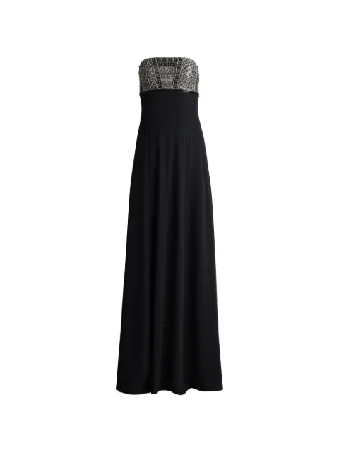 St. John beaded strapless gown maxi dress Black K12PC21BK00