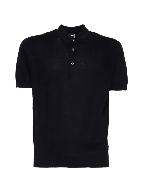 Fedeli Gabriel Giza buttoned classic collar polo shirt Blue MU0D5854