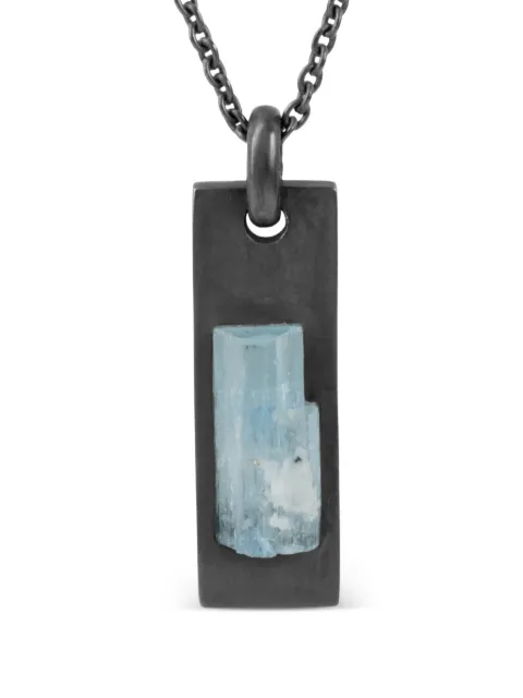 Parts of Four oxidised aquamarine plate necklace Black K687KAAQU