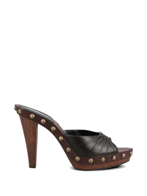 Saint Laurent Babylone studded leather sandals Brown 860797AAF8B