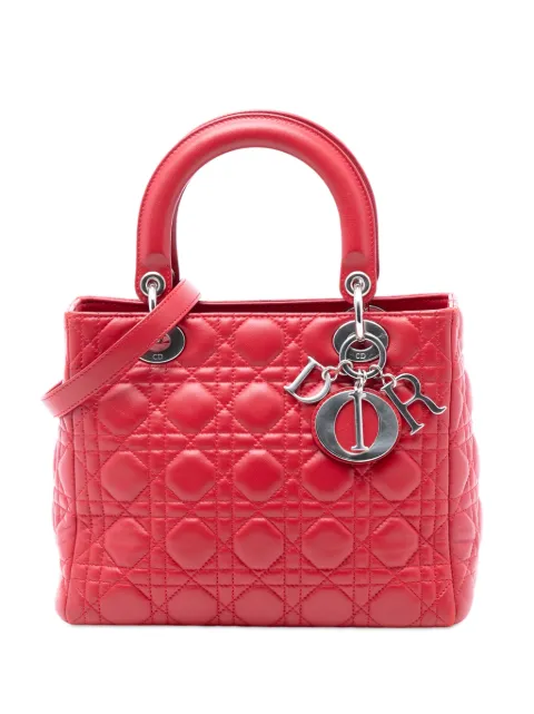 Christian Dior Pre-Owned 2012 Medium Lambskin Cannage Lady Dior satchel Red QGMYFRM767O4K0E7