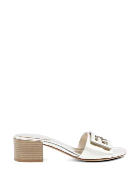 FENDI Baguette platinum logo sandals Silver 8R8862AY1R